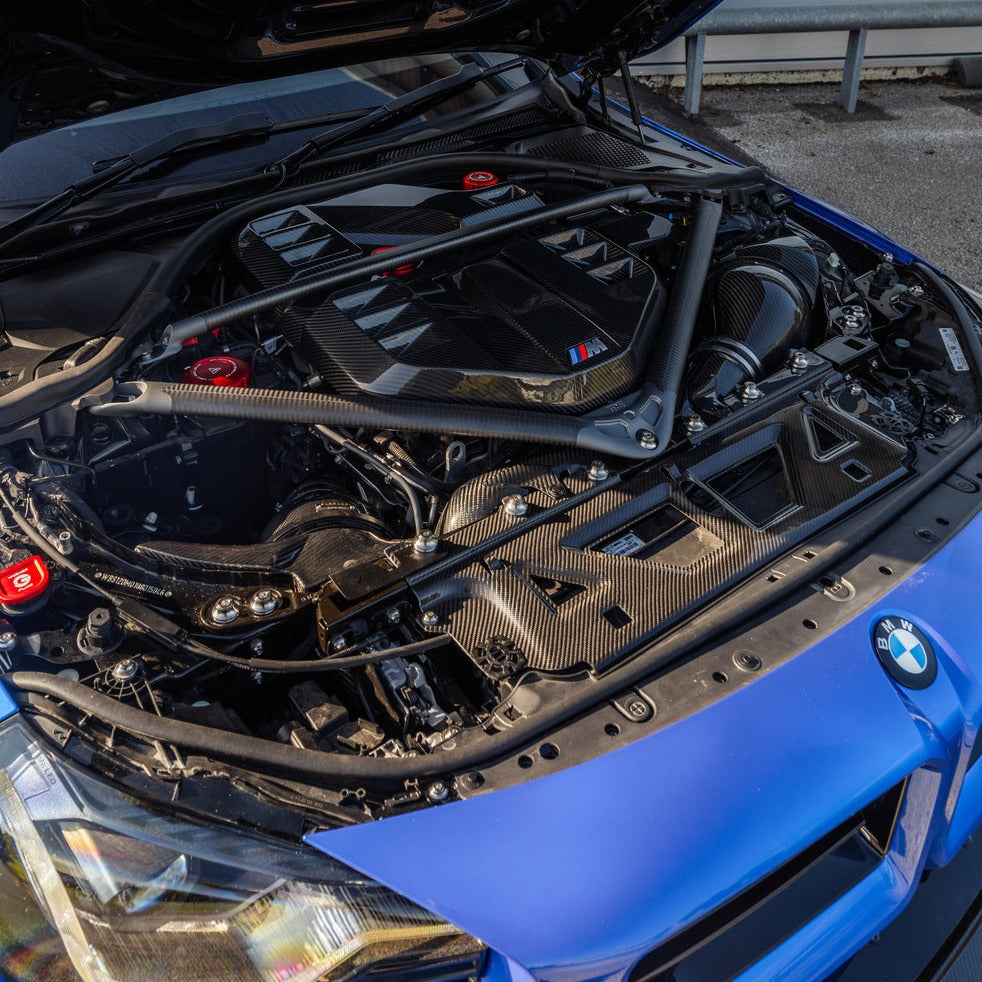 BMW M2 / M3 / M4 G80 G81 G82 G87 Carbon Fiber Engine Bay Cooling Shroud High Quality WSTN Performance Australia In Car Left Side View