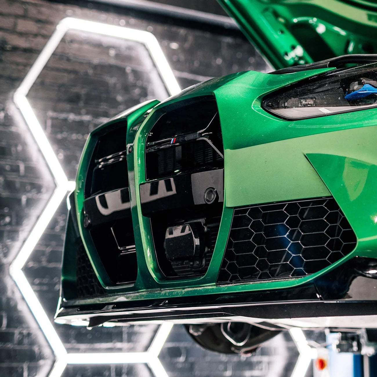 BMW M4 CSL Style Gloss Black Front Grille For BMW G80 M3/M4 (G80/G82/G83) Front Left View On Car