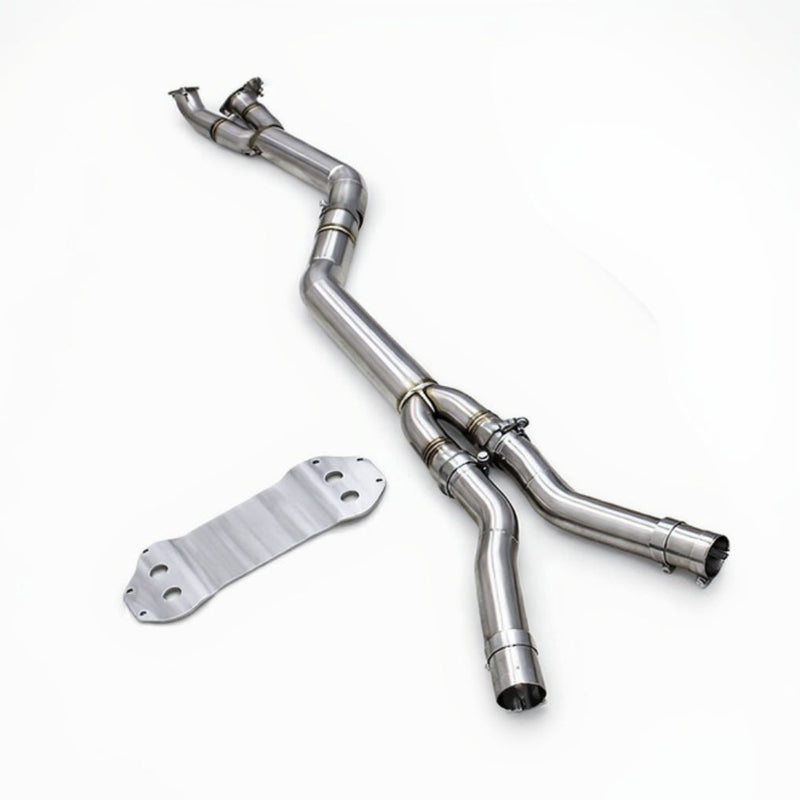 Metal exhaust pipes on a white background