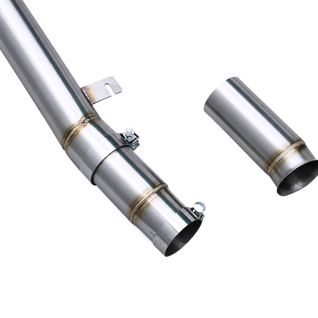 WSTN Performance BMW 440i F32 Catback Exhaust — mandrel-bent pipe routing closeup
