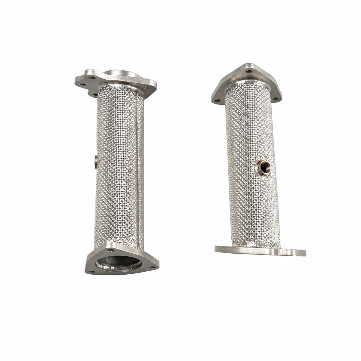 WSTN Performance Chevrolet Corvette Stingray C8 LT2 catless downpipes, both heat-shielded pipes standing side by side