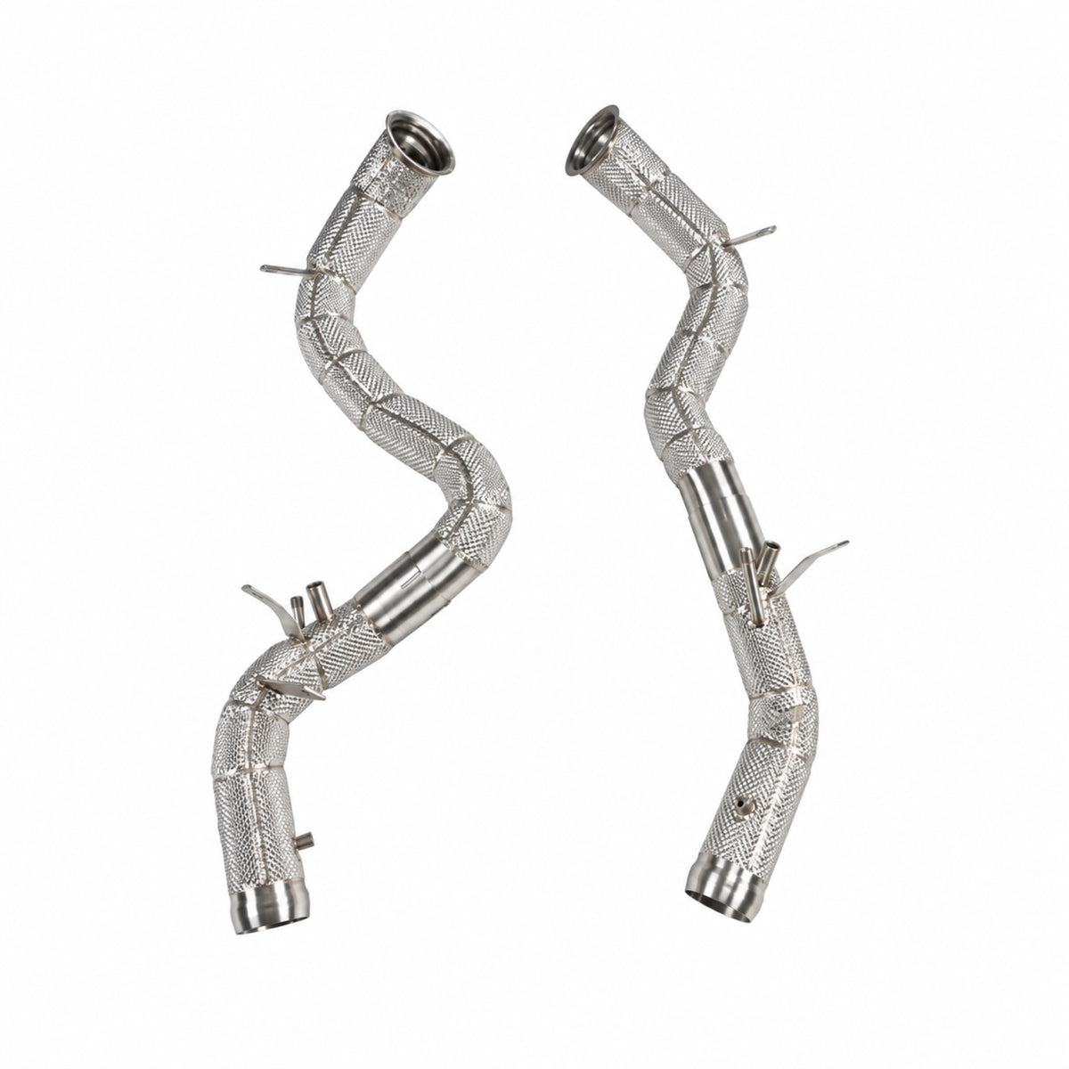 Mercedes E63 E63S AMG W213 S213 M177 heat-shielded downpipes, front pair and sensor ports