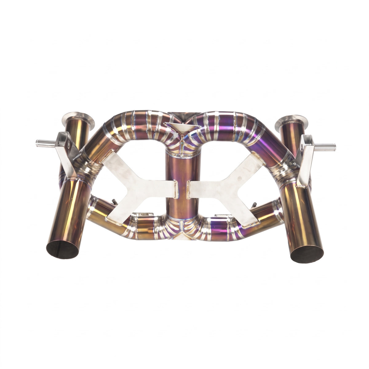 WSTN Performance Lamborghini Aventador SVJ L539 LP770-4 titanium catback, straight-on full view with X-shaped centre brace