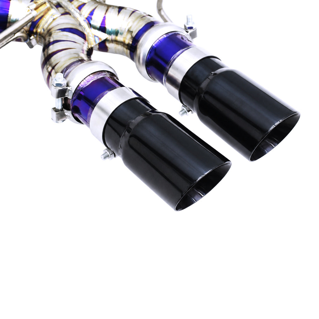 WSTN Performance McLaren 750S Titanium Exhaust — mid-section showing TIG welds and titanium heat bluing
