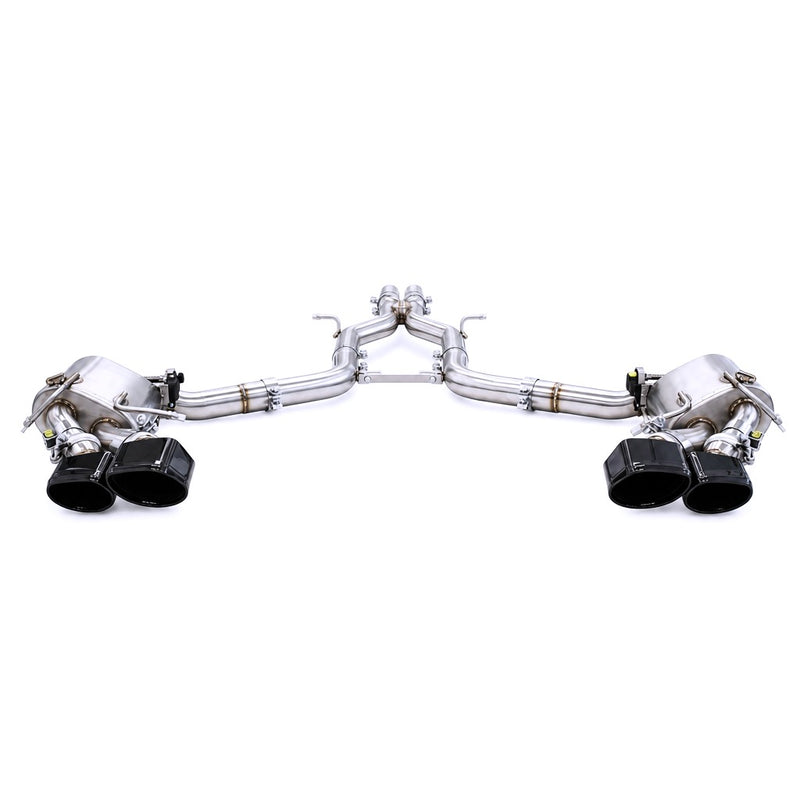 WSTN Performance Mercedes C63 AMG M156 W204 Catback Exhaust — front three-quarter view showing full system layout