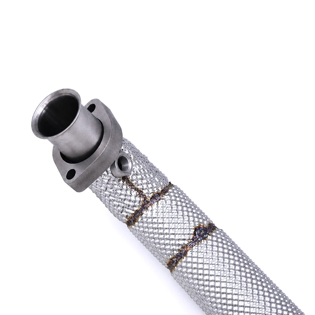 WSTN Performance Mercedes C63 AMG M156 W204 Catless Downpipes — mandrel bend section and pipe routing detail