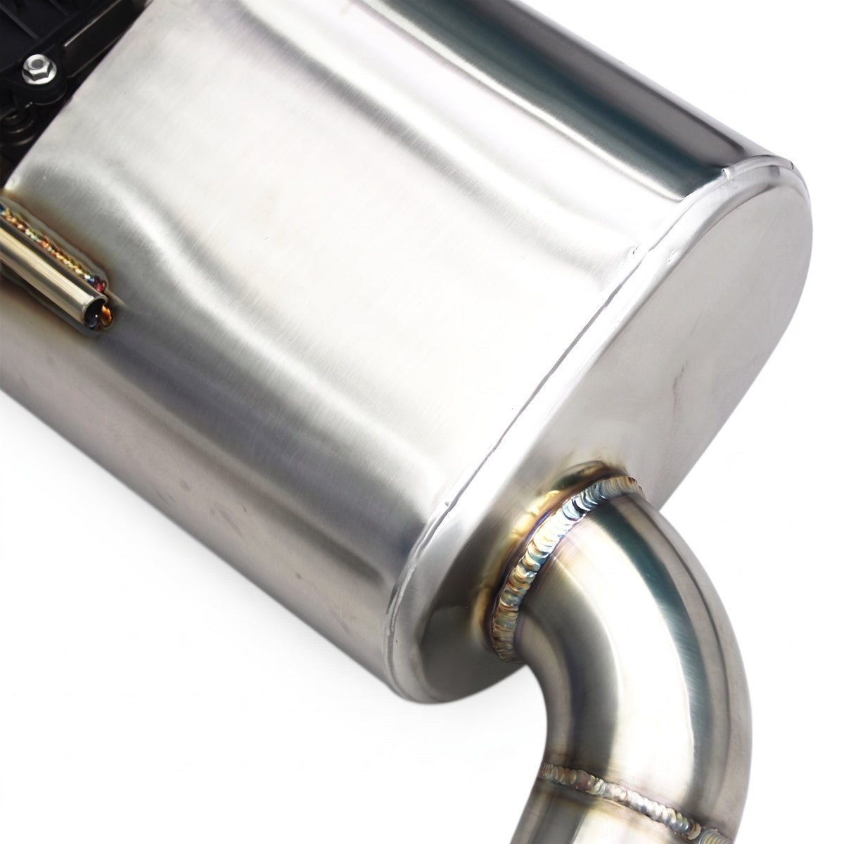 WSTN Performance Mercedes-Benz C63 AMG M156 W204 full exhaust system, rear muffler and inlet pipe weld detail