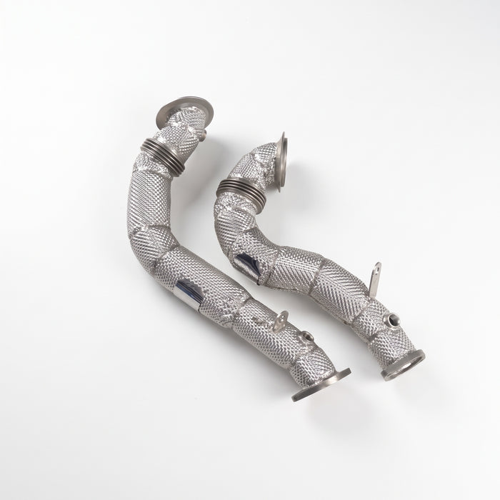 WSTN Performance BMW N54 catless downpipes, detail view
