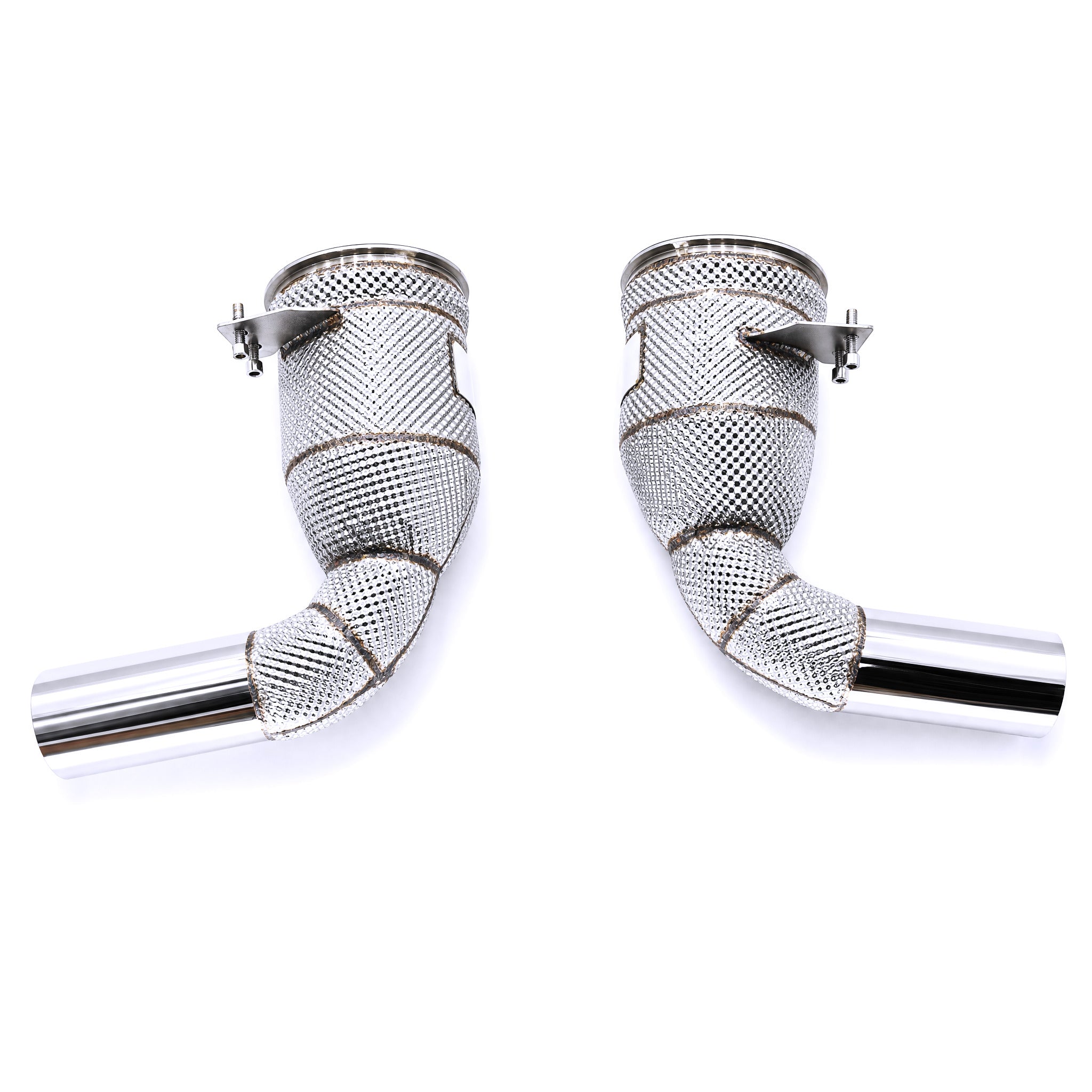WSTN Performance Porsche 911 Carrera 4S 9A2evo 3.0TT Catless Downpipe 992 — rear outlet flange, straight-through bore
