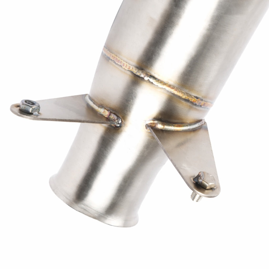 Metallic exhaust pipe on a white background