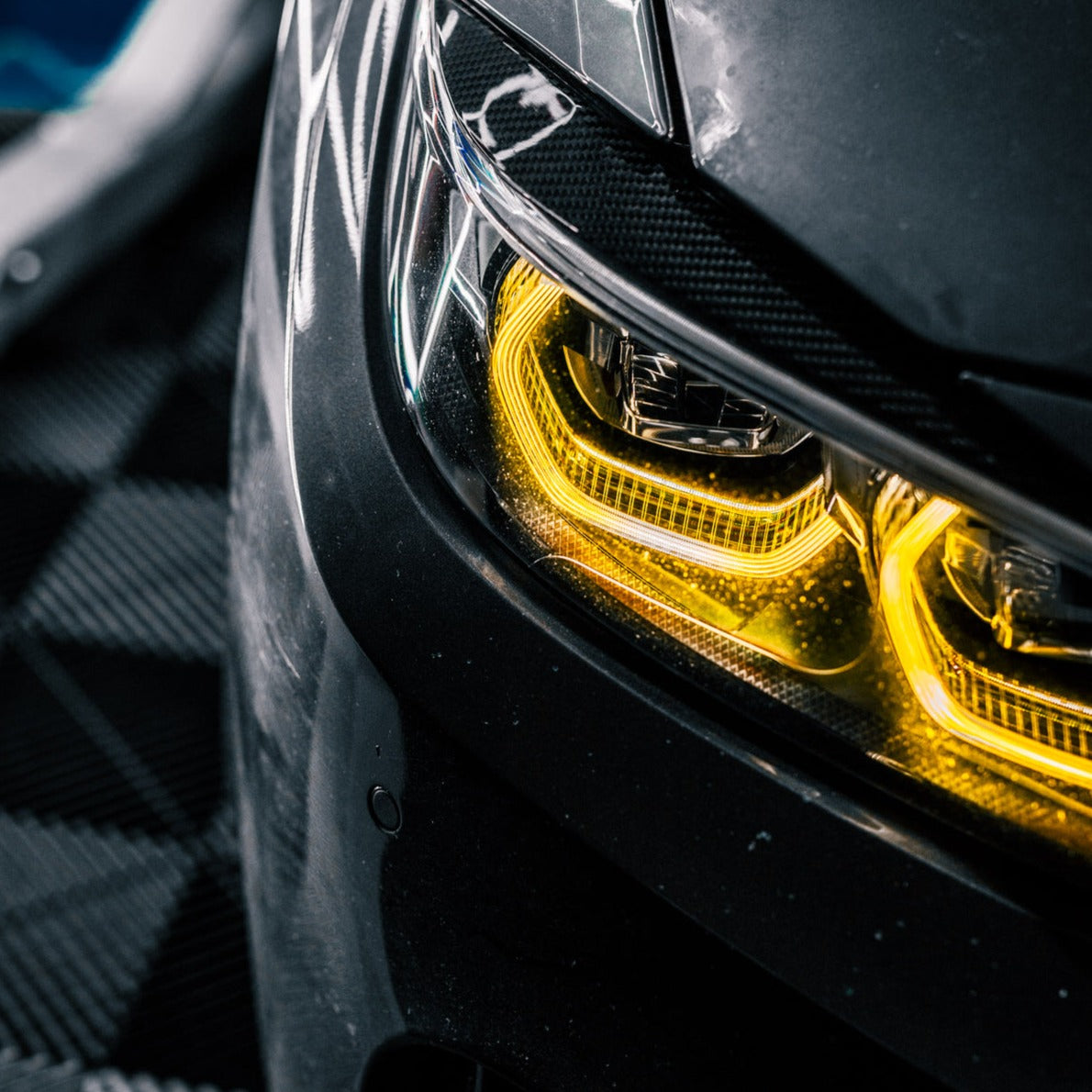 Daytime Running Light (DRL) boards by WSTN Performance, installed on F80 M3, designed for enhanced visibility and style