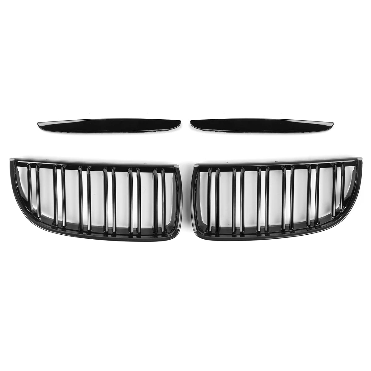 WSTN BMW 3 Series E90/E91 Pre-Facelift Gloss Black Double-Slat Kidney Grilles 2005–2008 (Pair)