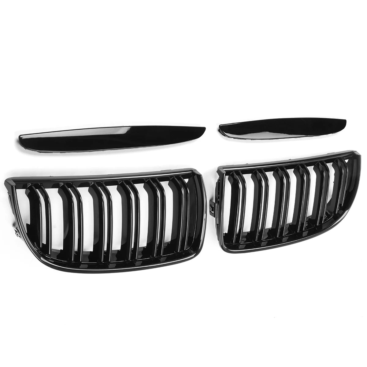 WSTN BMW 3 Series E90/E91 Pre-Facelift Gloss Black Double-Slat Kidney Grilles 2005–2008 (Pair)