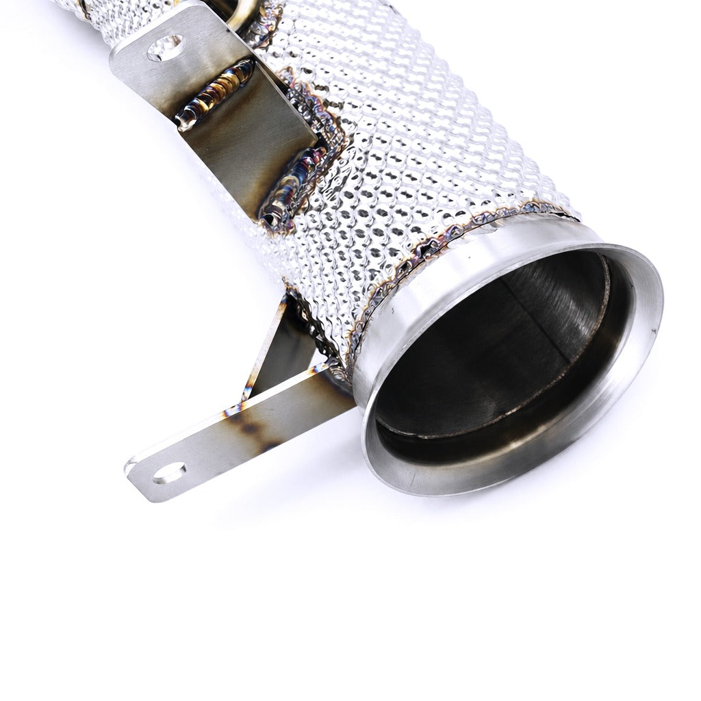 WSTN Performance BMW 335i N55 F30 Catless Heat Shield Downpipe, rear outlet and mounting bracket