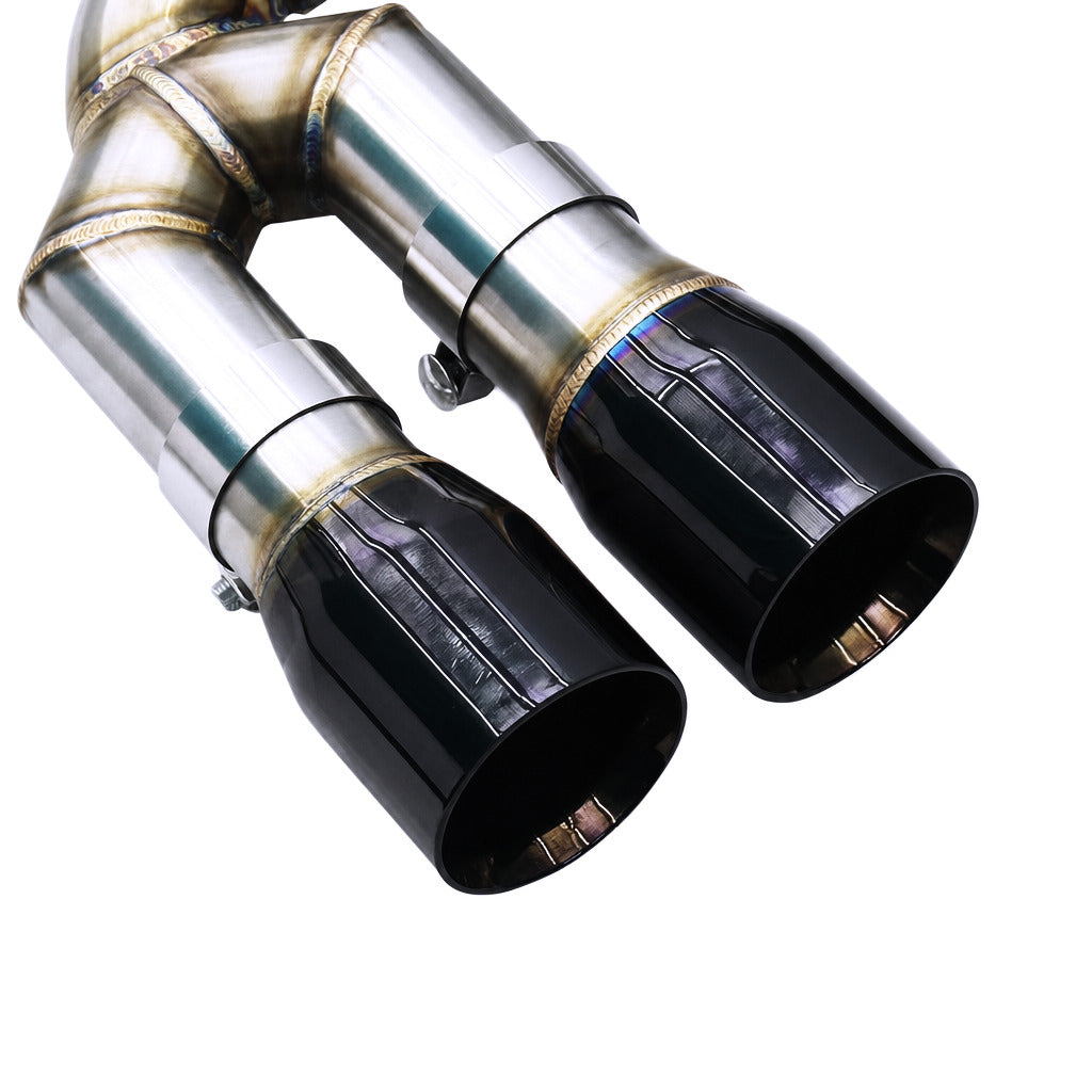WSTN Performance BMW B58 440i Valved Catback — mid-section showing TIG weld quality