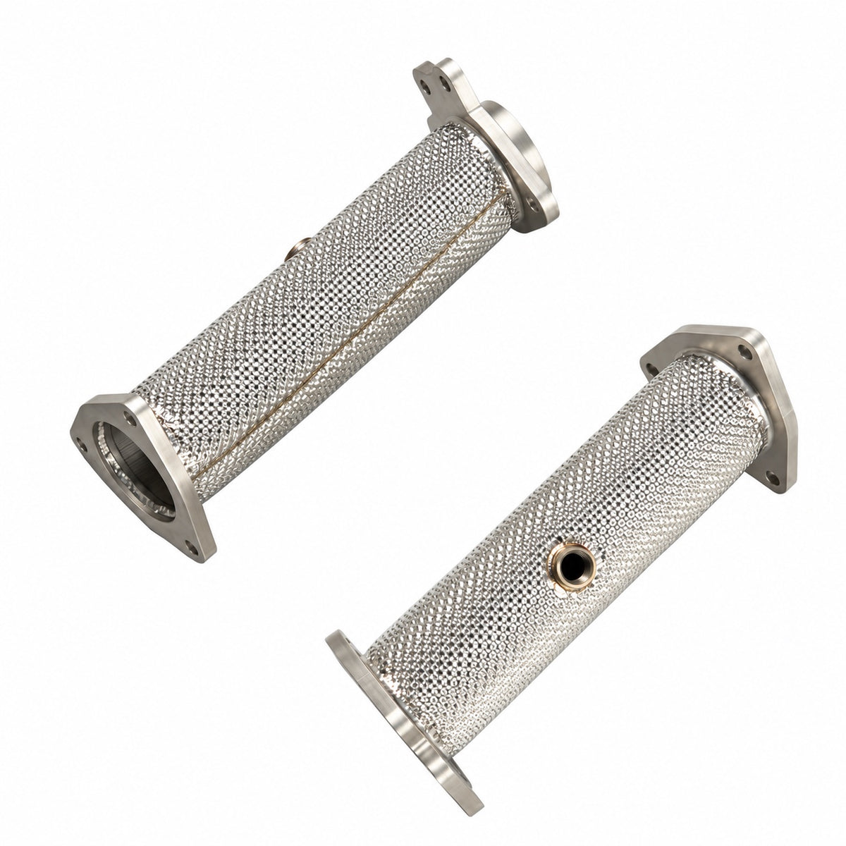 WSTN Performance Corvette Stingray C8 LT2 catless downpipes from the opposite angle, heat shielded along each pipe