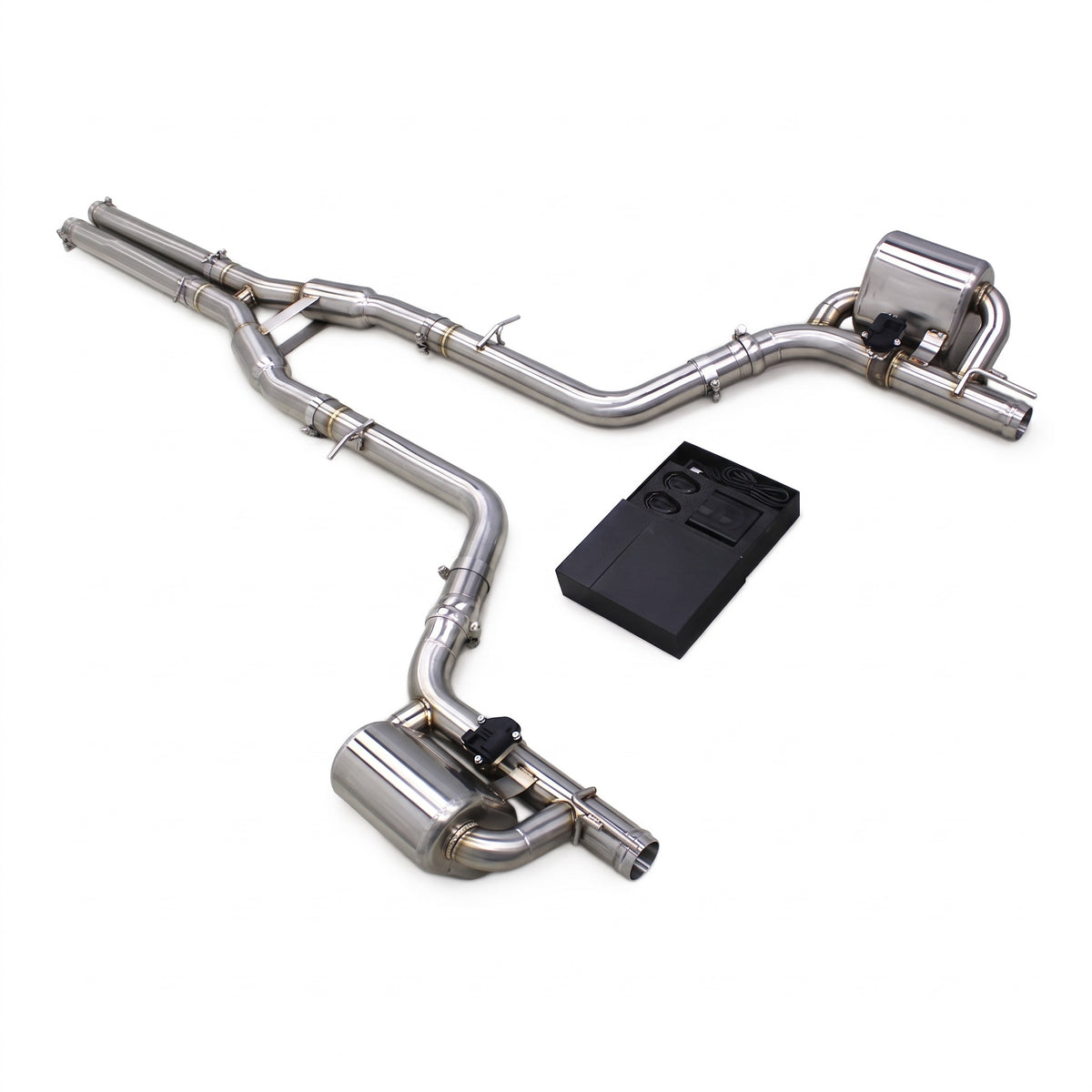 WSTN Performance Dodge Challenger SRT Hellcat ESD LA valved catback exhaust, full system from twin front pipes to both mufflers