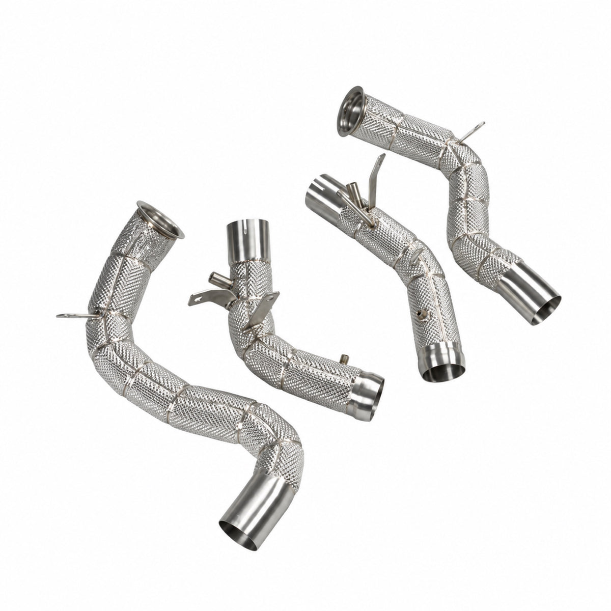 Mercedes E63 E63S AMG W213 S213 M177 downpipe kit, separated sections and flange detail
