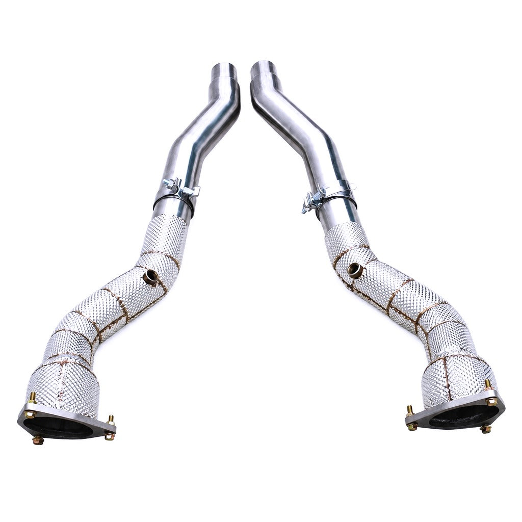 WSTN Performance Ferrari GTC4Lusso F140 catless downpipes, T304 stainless steel pipe and weld detail