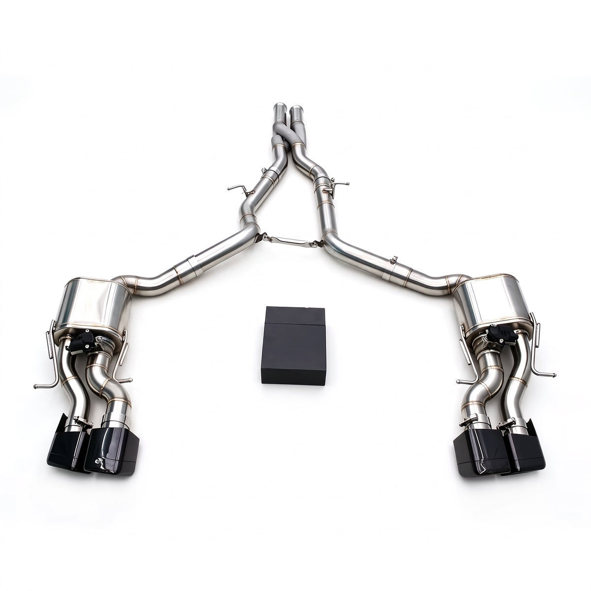 WSTN Performance Mercedes E63 AMG W212 M156 catback exhaust, full system layout with valved mufflers