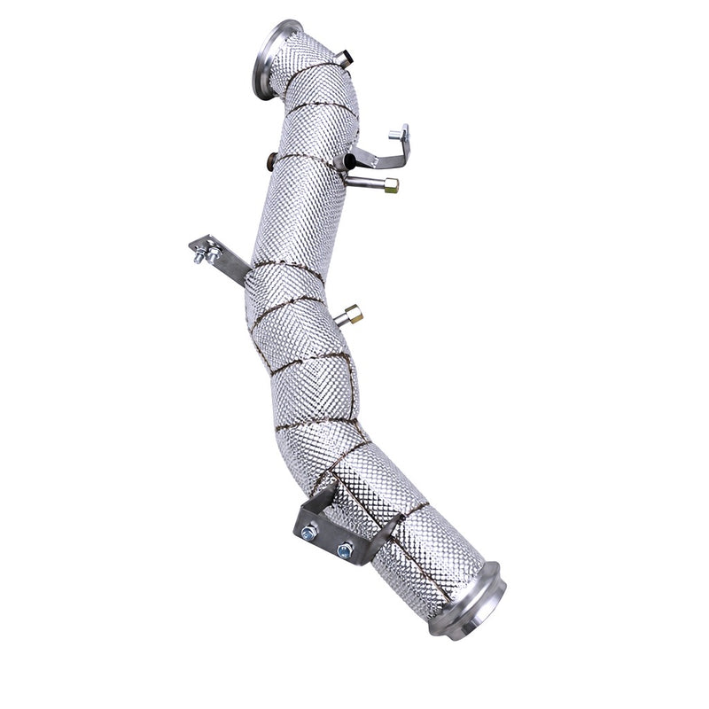 WSTN Mercedes M139 C63 AMG SE W206 direct header pair, front view showing primary tube routing