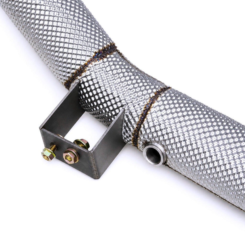 WSTN Performance Mercedes C63 AMG M156 W204 Catless Downpipes — outlet section and stainless finish detail