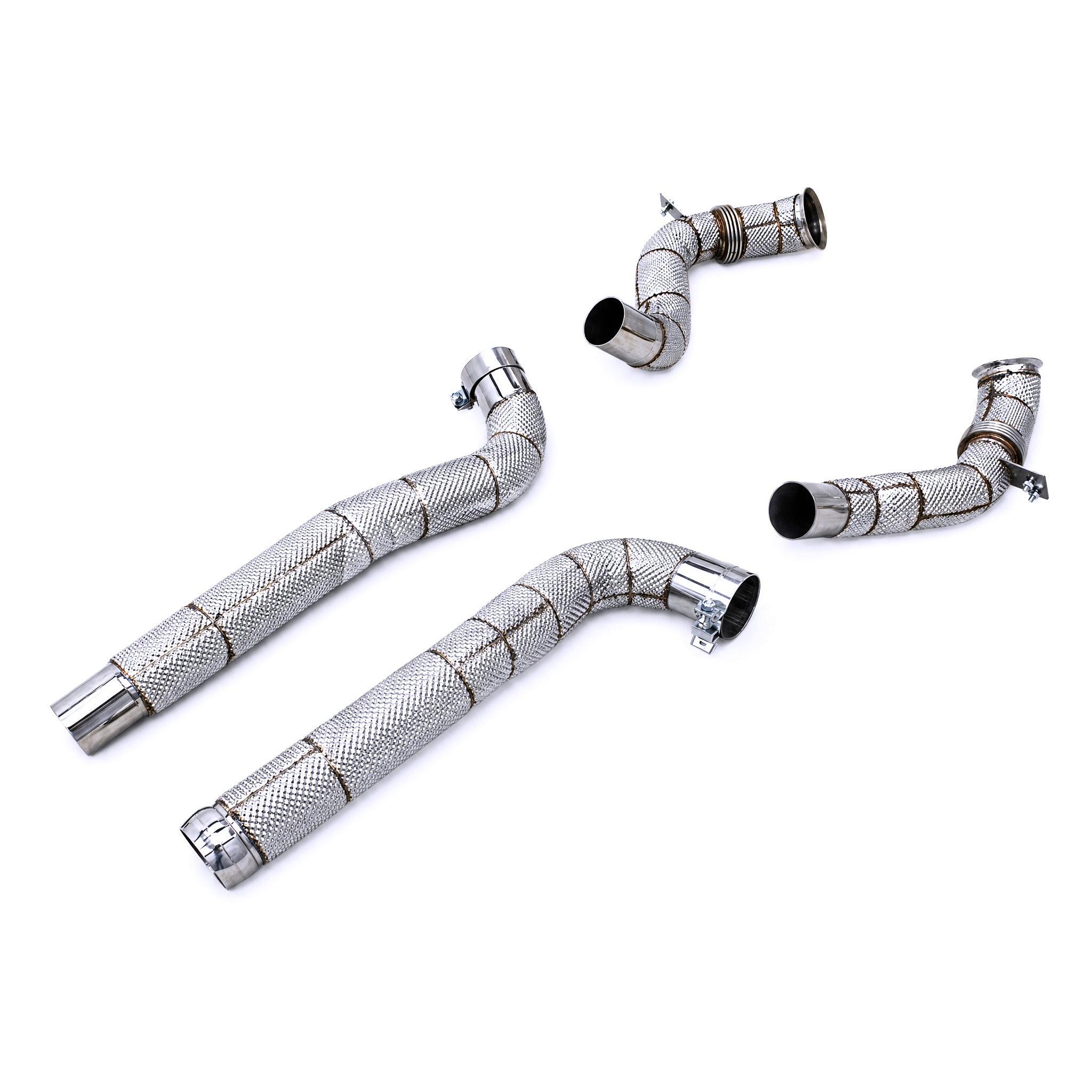 WSTN Performance Mercedes-AMG GT/GTS M178 4.0TT Catless Downpipe C190 — bellows expansion joint and mirror polished outlet